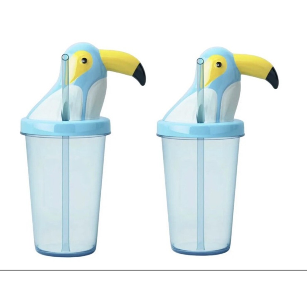 2 Pack Sun Squad 16 oz Water Bottle Toucan Parrot Head Design